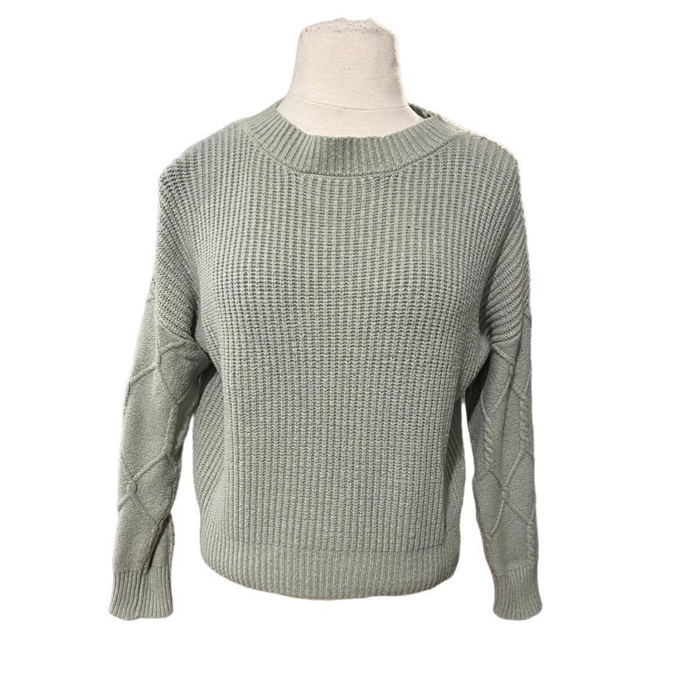 🔥4/$25 Nikka K Mint Cable Crew Neck Pullover Sweater Cropped Juniors Medium